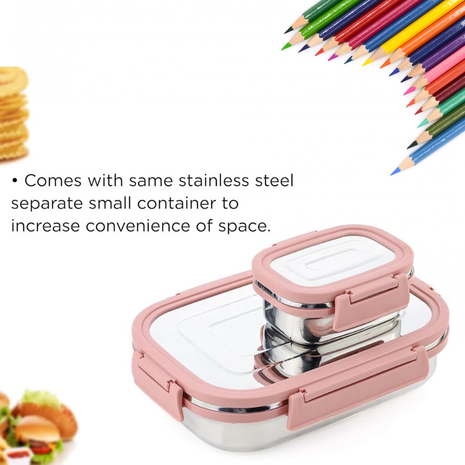 Premium Stainless Steel Leak Proof Air Tight Lunch Boxes (900ML+200ML Approx / 2 Pc Set) Premium Stainless Steel Leak Proof Air Tight Lunch Boxes (900ML+200ML Approx / 2 Pc Set)